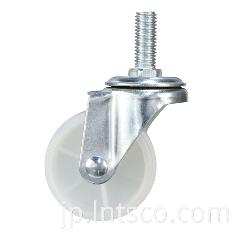 Light Duty Swivel White PP Threaded Stem Casters